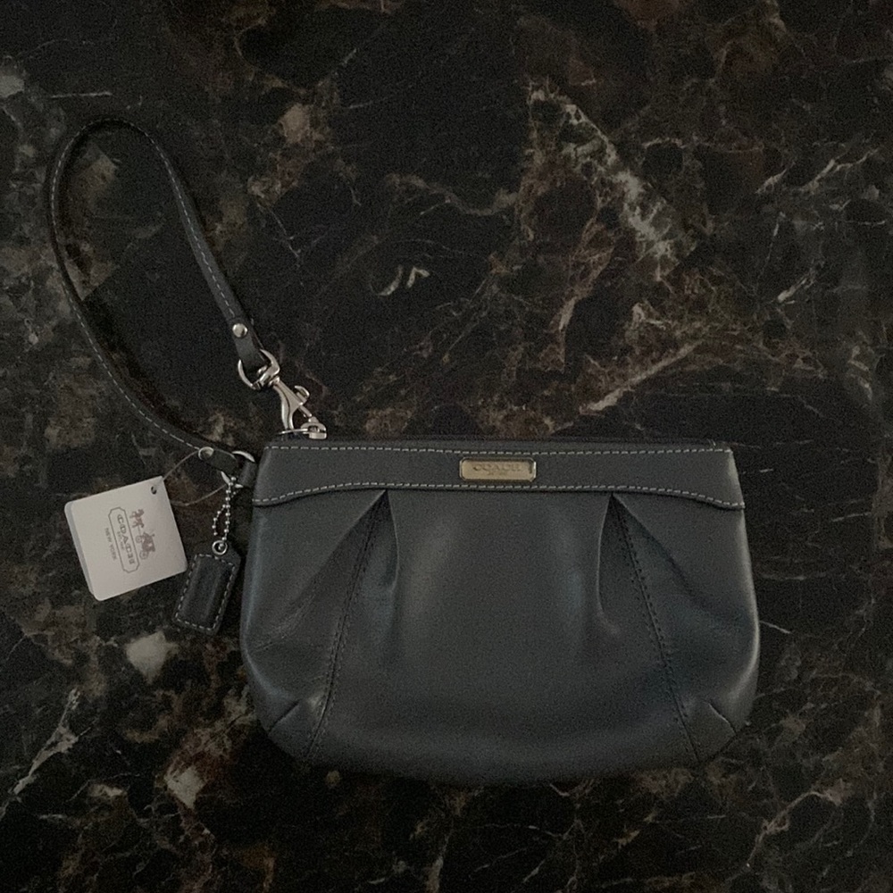 NWT Dark Grey Coach Wristlet